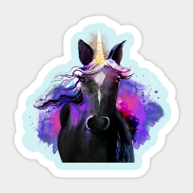 Pretty Black Unicorn Sticker by digitaldoodlers